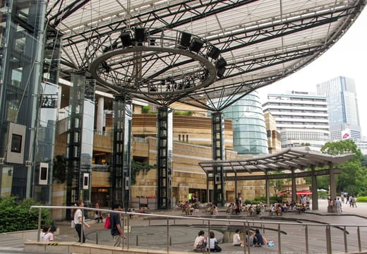 Roppongi Hills Arena steel ring canopy and plaza beside the Mori Tower