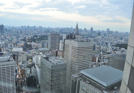 City view east over Shinjuku from the Tokyo Metropolitan Government Building south observatory
