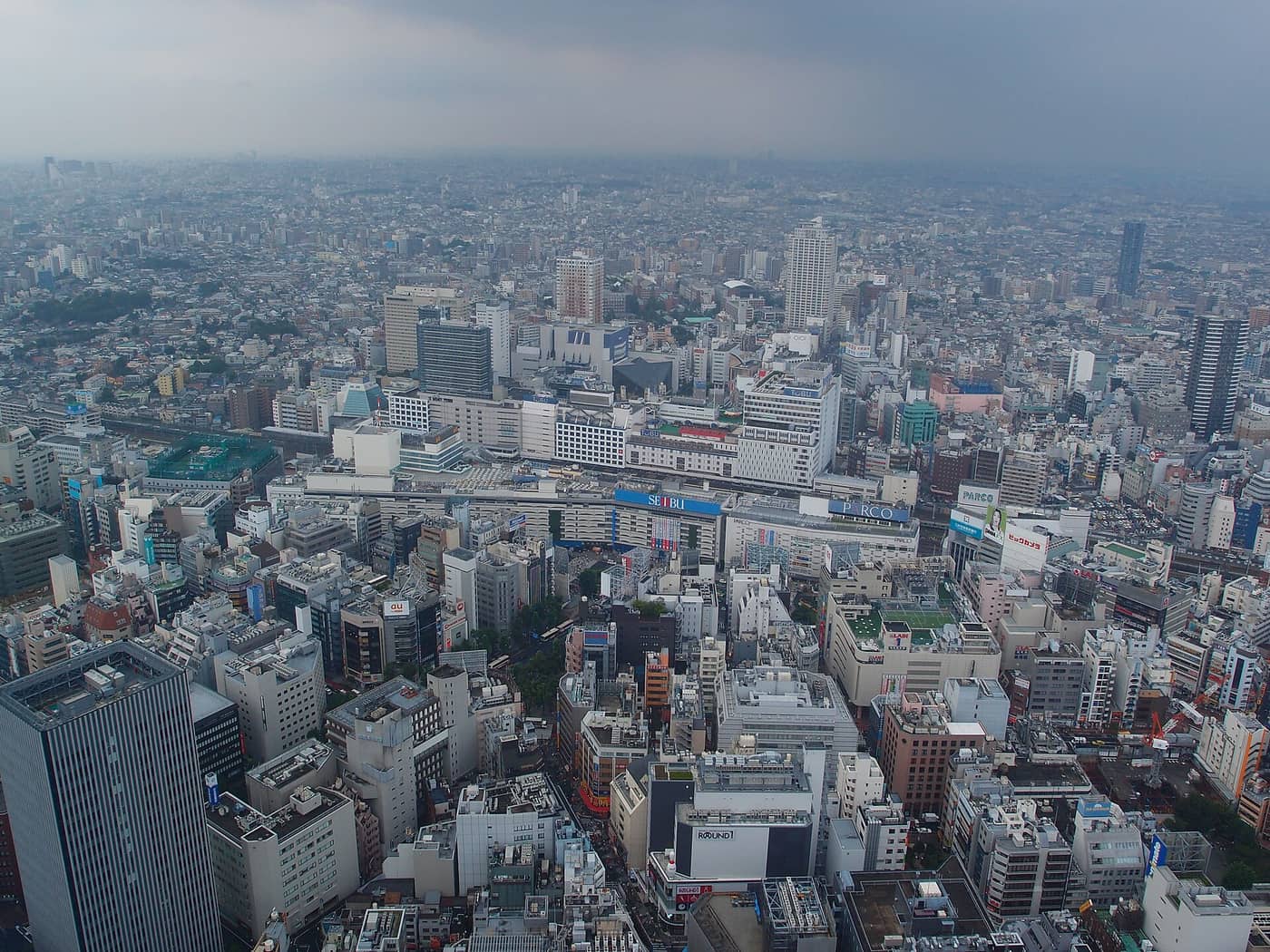 Ikebukuro Station and the surrounding hotel district seen from the Sunshine 60 observatory