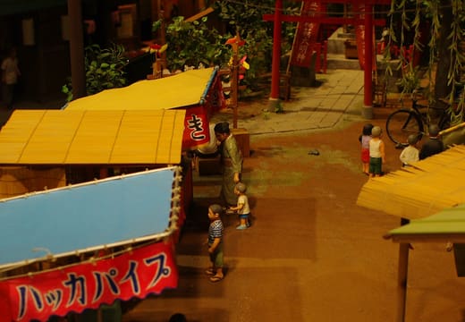 Miniature diorama of old Shibamata streets and shops inside the Tora-san Museum
