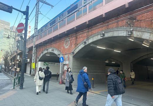 Red brick railway arches beside JR Yurakucho Station that house the Gado-shita bars